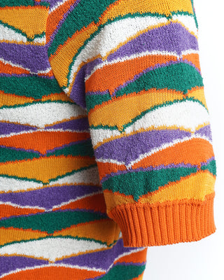 Gallia Multicoloured Orange Cotton Bouclé Knit Polo