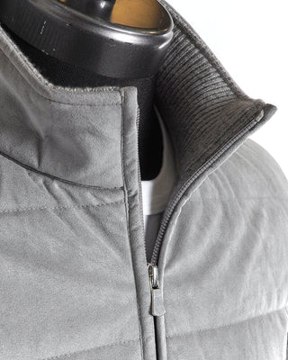 Gran Sasso Alcantara Down Zip Sweater Jacket