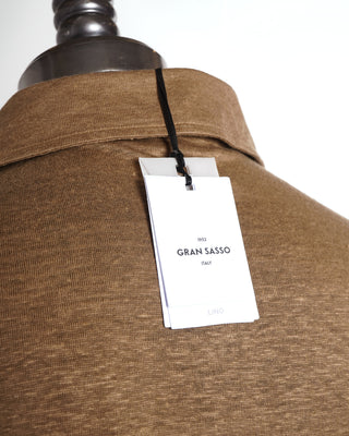 Gran Sasso Brown Heathered Linen Polo
