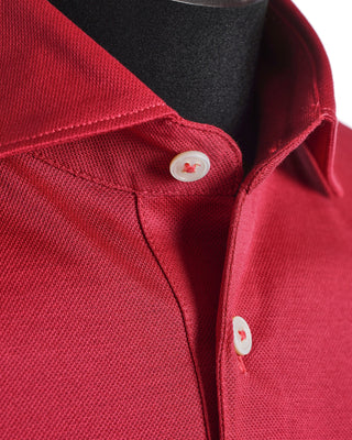 Gran Sasso Fuschia Pink Mercerized Cotton Polo Collar Detail