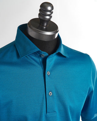 Gran Sasso Teal Light Mercerized Cotton Polo Shirt