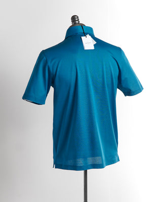 Gran Sasso Teal Mercerized Lightweight Cotton Polo Shirt