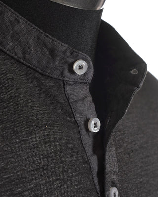 Gran Sasso Stretch Black Linen Short Sleeve T-Shirt