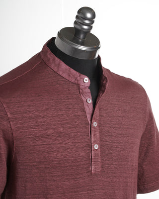 Gran Sasso Berry Red Stretch Linen Short Sleeve T-Shirt 