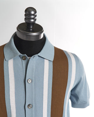 Gran Sasso Striped Full Button Polo Shirt