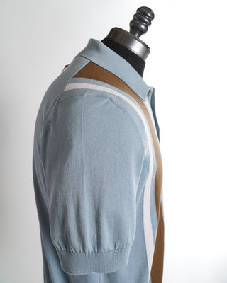 Gran Sasso Light Blue Striped Button Polo Shirt