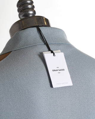 Gran Sasso Light Blue Striped Knit Polo Shirt