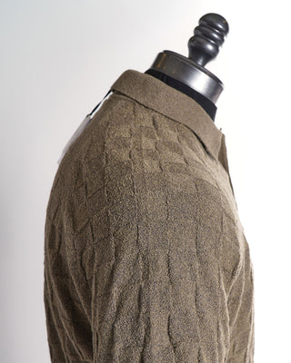Gran Sasso Snuff Brown Terry Towel Checkered Polo