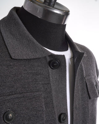Gran Sasso Grey Travel Wool Knit Shirt Jacket