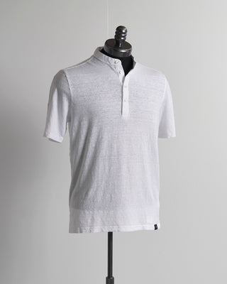 Vintaged 4 Button Linen Henley T-Shirt / White