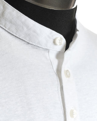 Gran Sasso White Henley Linen Stretch T-Shirt