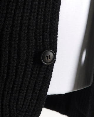 Gran Sasso Black Pearl Stitch Cardigan Sweater Buttons