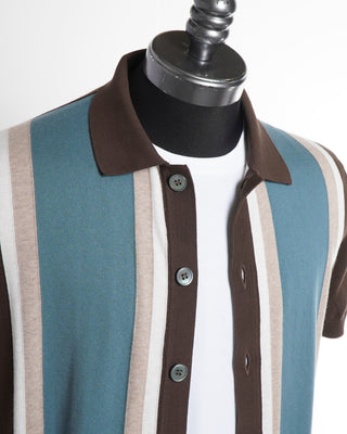 Gran Sasso Striped Knit Bowling Shirt