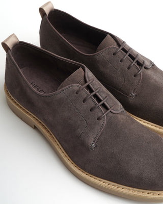 Heschung Cooper Veau Velours Grey Suede Derby Shoes 