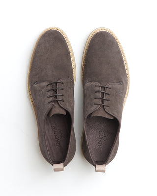 Heschung Cooper Veau Velours Grey Suede Derby Shoes 