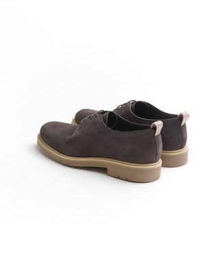 Heschung Cooper Veau Velours Washed Grey Suede Derby Shoes 