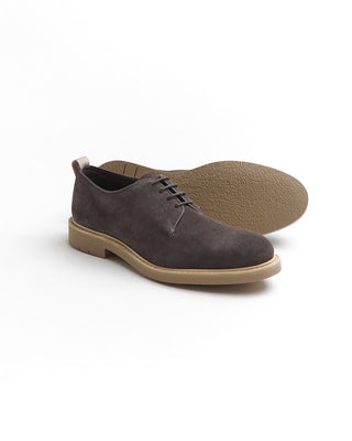 Heschung Cooper Grey Suede Derby Shoes 
