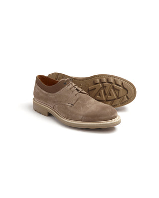 Heschung Amandier Hydrovelours Terre Beige Suede Derby Shoes 