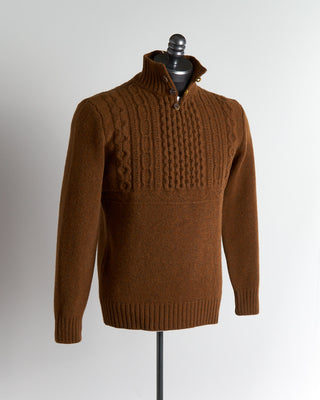 Inis Meáin Bracken Cognac Brown Knitted Aran Sweater