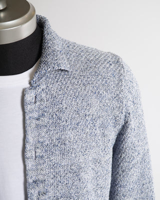 Moss Stitch Shirt Jacket / Light Blue