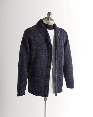 Inis Meáin Navy Timor Classic Washed Linen Pub Jacket Sweater