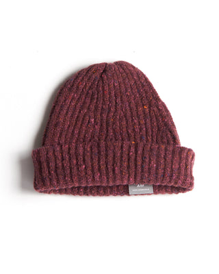 Inis Meáin Berry Merino Cashmere Donegal Ribbed Beanie