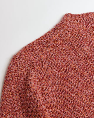 Inis Meáin Irish Linen Pink Moss Stitch Crewneck Sweater