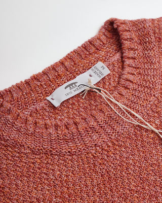 Inis Meáin Unwashed Linen Pink Crewneck Collar Sweater