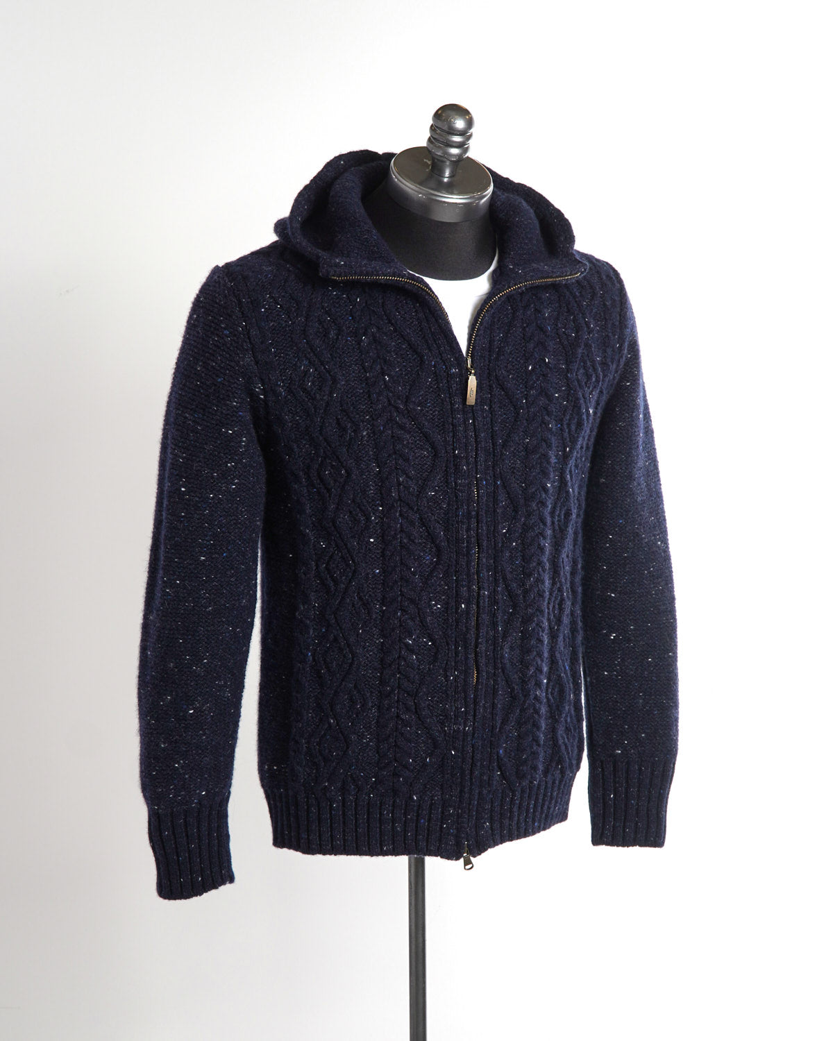 Inis Meáin Wool Cashmere Donegal Patent Aran Cable Crewneck