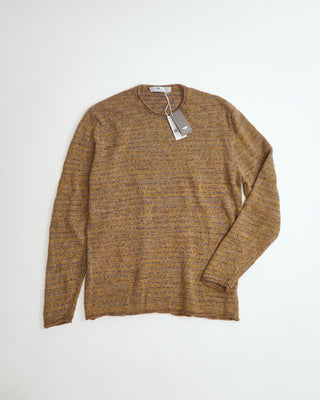 Inis Meáin Brown Washed Linen 'Fanach' Rolled Edge Crewneck Sweater 