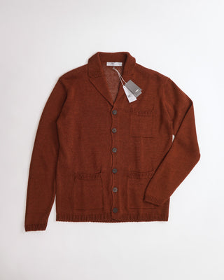 Inis Meáin Solid Rust Brown Unwashed Linen Classic Pub Jacket 
