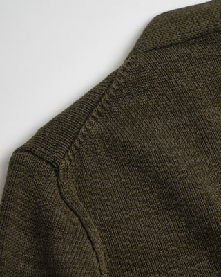 Inis Meáin Green Washed Linen Cardigan Cardigan Sweater Shoulder