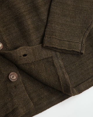 Inis Meáin Green Washed Linen High Cardigan Cardigan