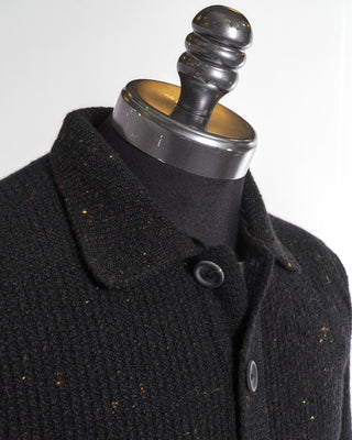 Inis Meáin Black Wool Cashmere Breidin Shirt Jacket Sweater