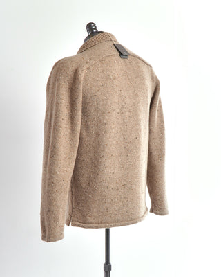 Inis Meáin Beige Donegal Wool Cashmere Carpenter's Jacket Sweater