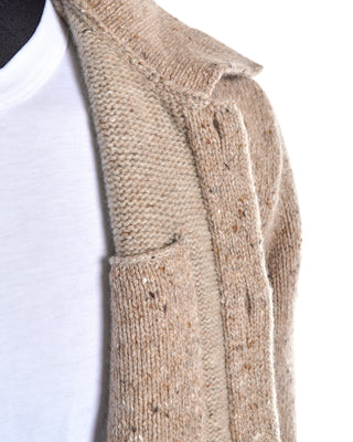 Inis Meáin Beige Donegal Wool Cashmere Carpenter's Sweater Pocket