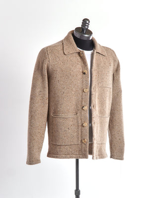 Inis Meáin Beige Donegal Carpenter's Jacket Sweater