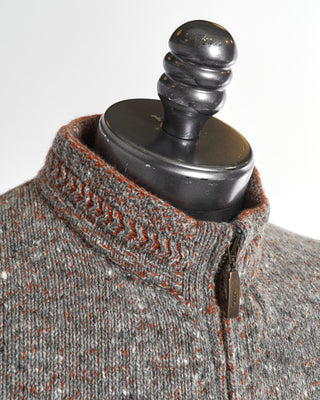 Inis Meáin Wool Cashmere Chevron Zipper Sweater