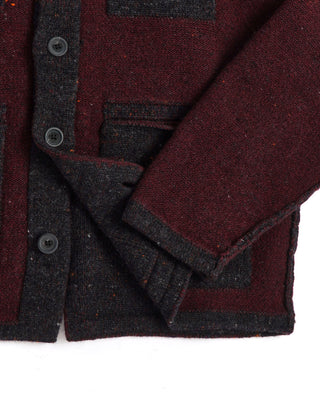 Inis Meáin Burgundy Wool Cashmere Reverse Farmer's Jacket