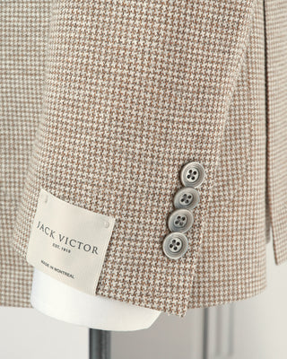 Jack Victor Linen & Cotton Jersey Tan Houndstooth Sport Jacket