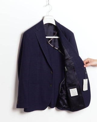 Jack Victor Comfortwear Navy Tonal Check Wool Jersey Sport Jacket