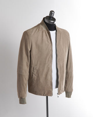 Jack Victor Water Repellant Taupe Suede Bomber Jacket 