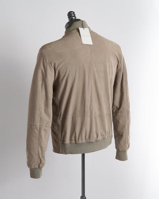 Jack Victor Water Repellant Taupe Leather Bomber Jacket 