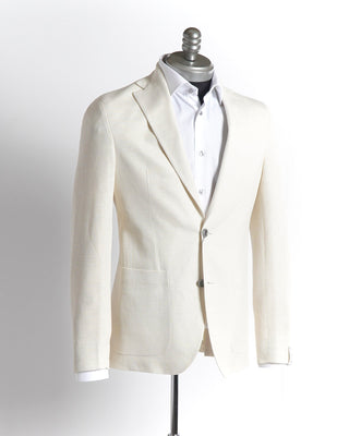 Double Knit Cotton & Linen Jersey Soft Jacket / Cream