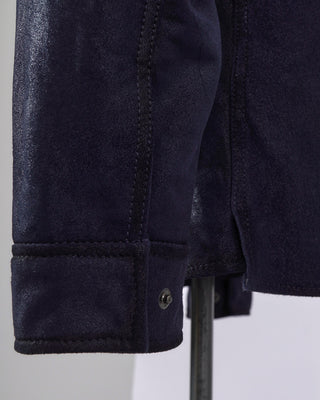 John Varvatos Izzy Indigo Blue Leather Shirt Jacket Cuff