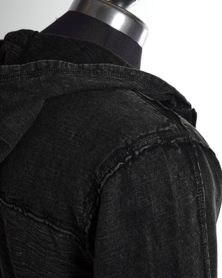 John Varvatos Black Norton Long Sleeve Slub Cotton Hoodie Sweater