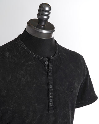 John Varvatos Short Sleeve Black Washed Henley T-Shirt