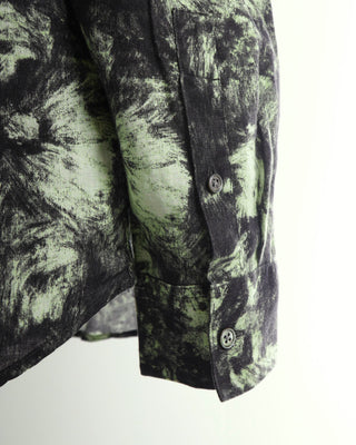 John Varvatos Mint Abstract Print Linen Shirt