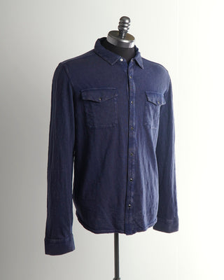 John Varvatos Blue Arvon Knit Western Shirt