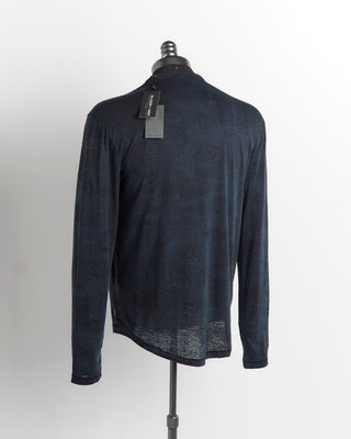 John Varvatos Blue Black Printed Burnout LS T-Shirt